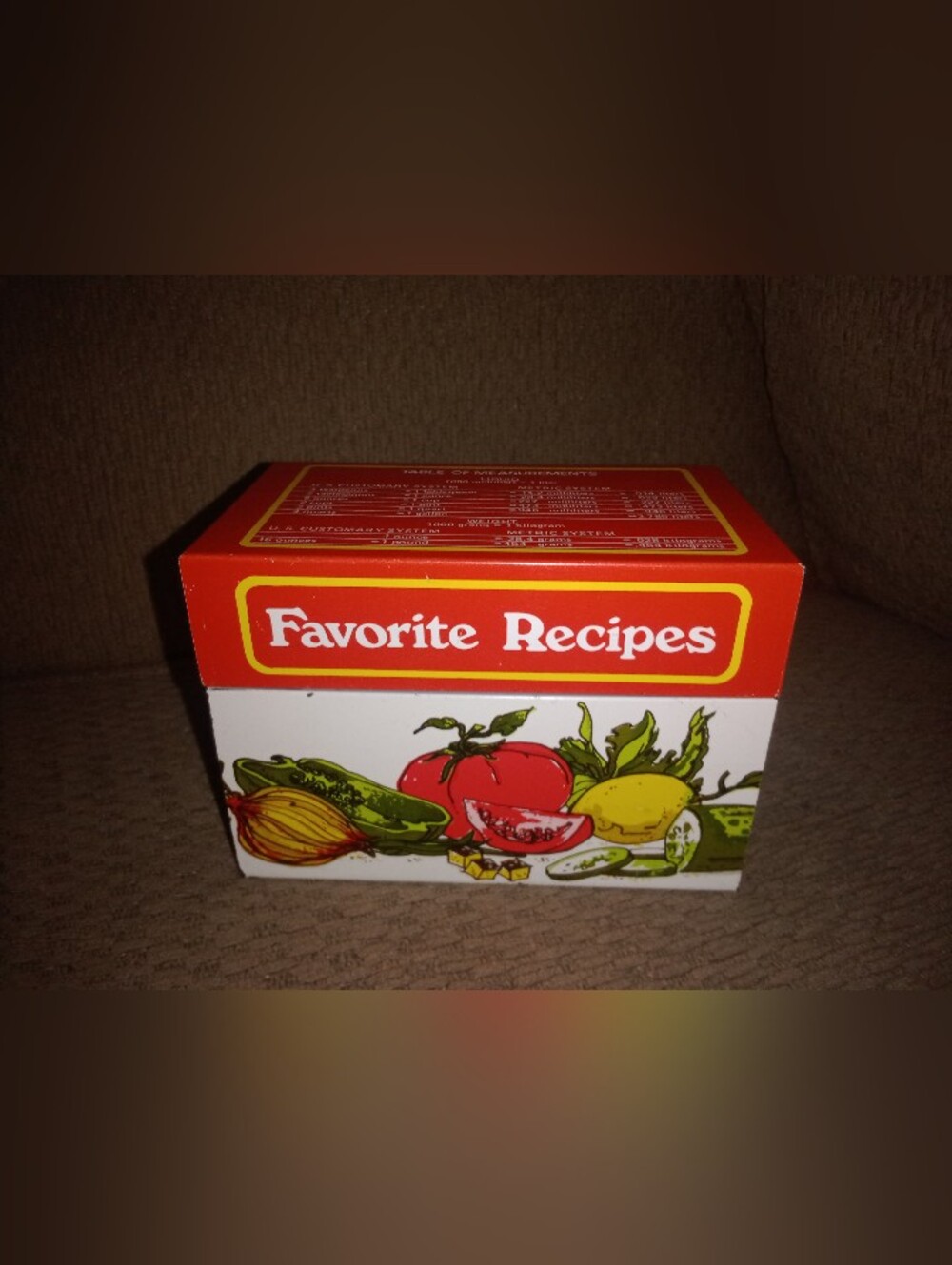 Vintage Recipe Box by Ohio Art USA Vegetable Design Table Of Measurements